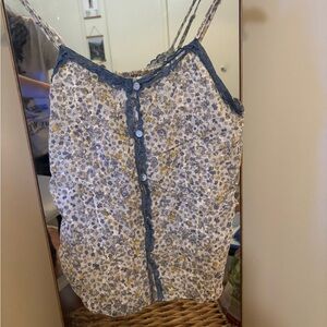 Floral Lace Trim Cami Top